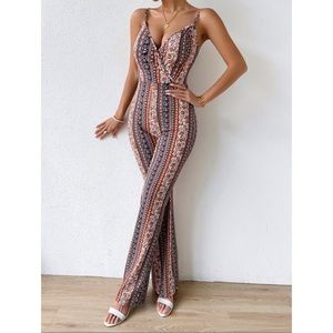 SHEIN floral print flare leg jumpsuit